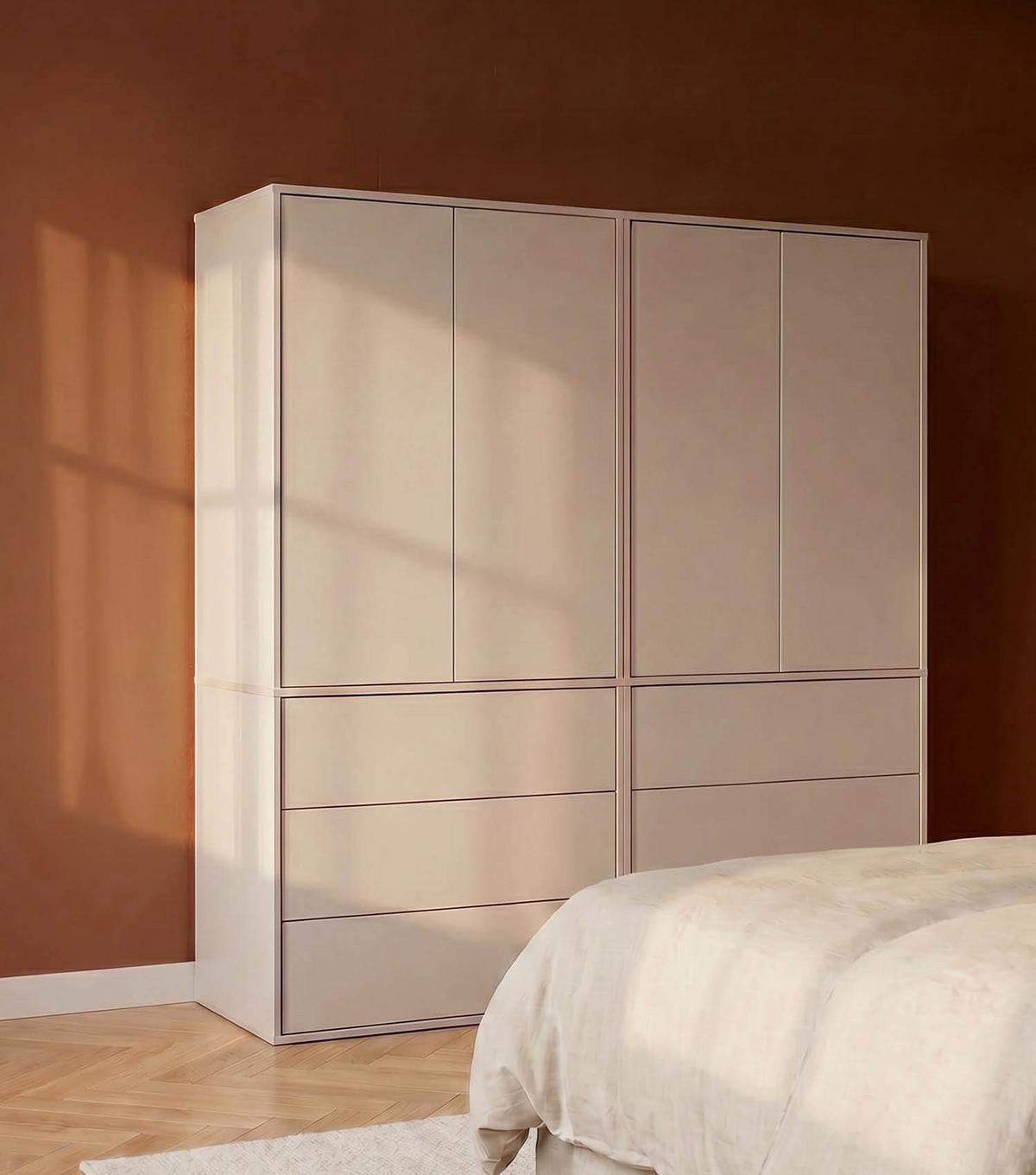 KLEIDERSCHRANK Robe - Beige, Holzwerkstoff (180/197/58cm) - Mokebo