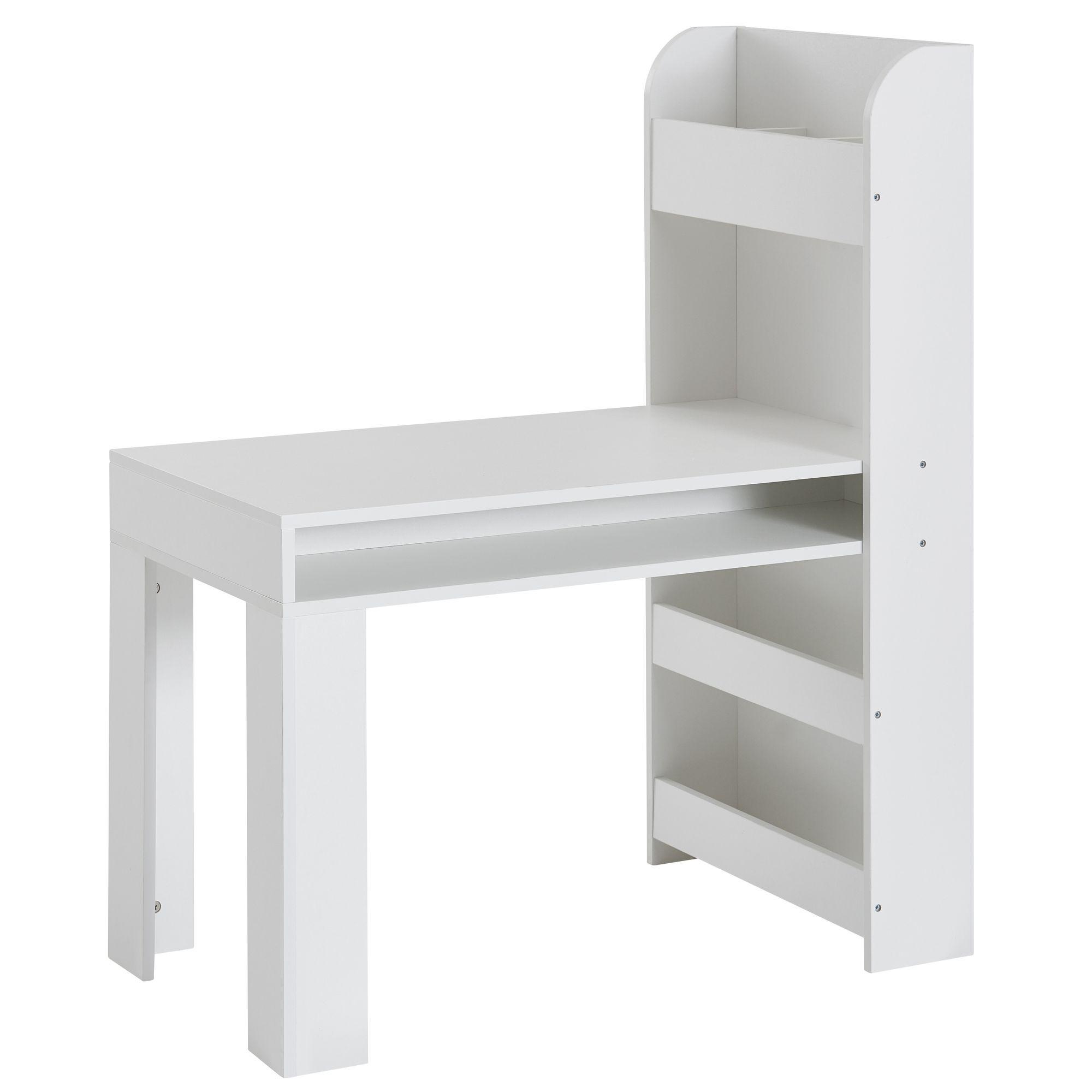 KINDERSCHREIBTISCH – Weiß, 90x50x110 cm, mit Regal, schmal, Stauraum, für Kinderzimmer - Weiß, Holzwerkstoff (90/110/50cm) - KADIMA DESIGN