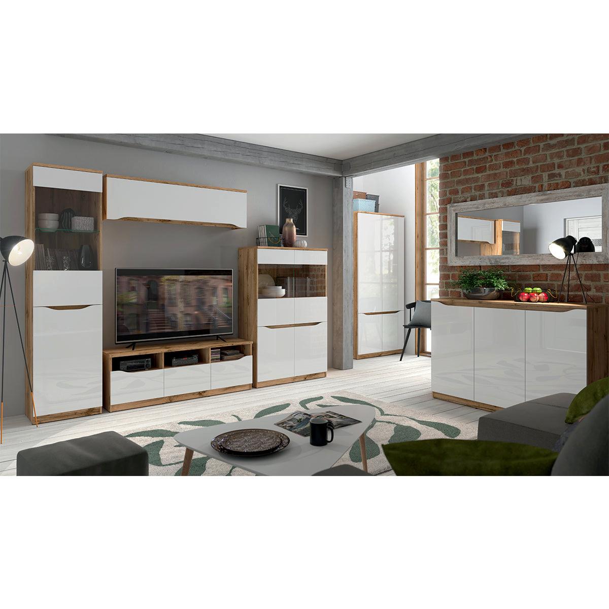 SIDEBOARD June Weiß und Holz - Weiß, Holzwerkstoff (135/92/40cm) - Petits-meubles