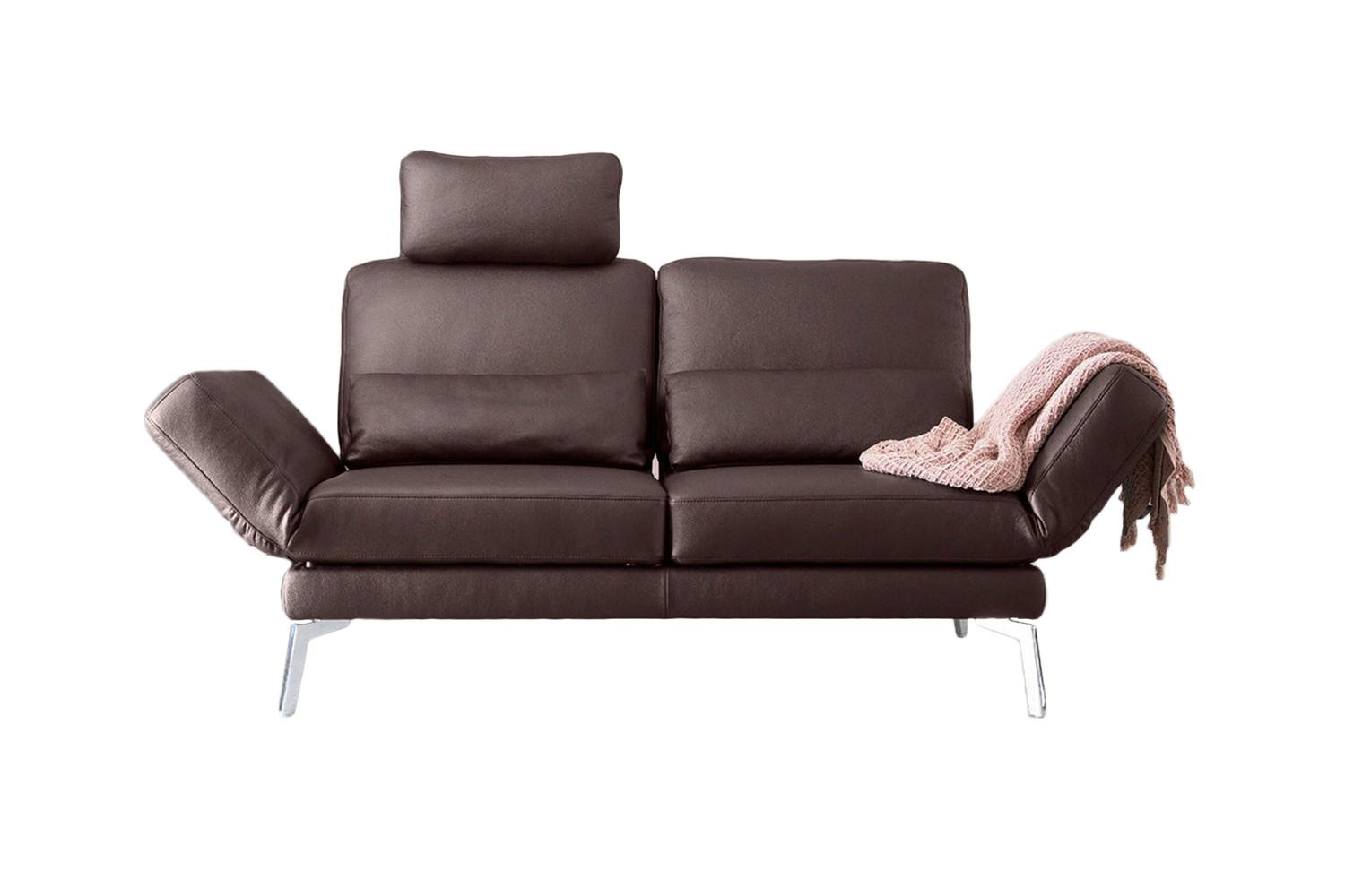 LEDERSOFA HURRICANE Braun Leder - Silberfarben/Braun, Leder (170/87/141cm) - KAWOLA