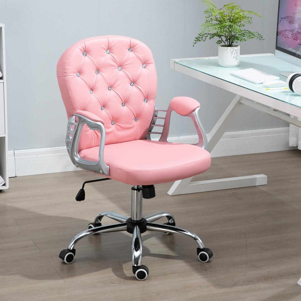 ERGONOMISCHER Bürostuhl Chefsessel Gepolsterte Rückenlehne Kunstleder Rosa - Rosa, Kunststoff (60.5/103/59.5cm) - Vinsetto