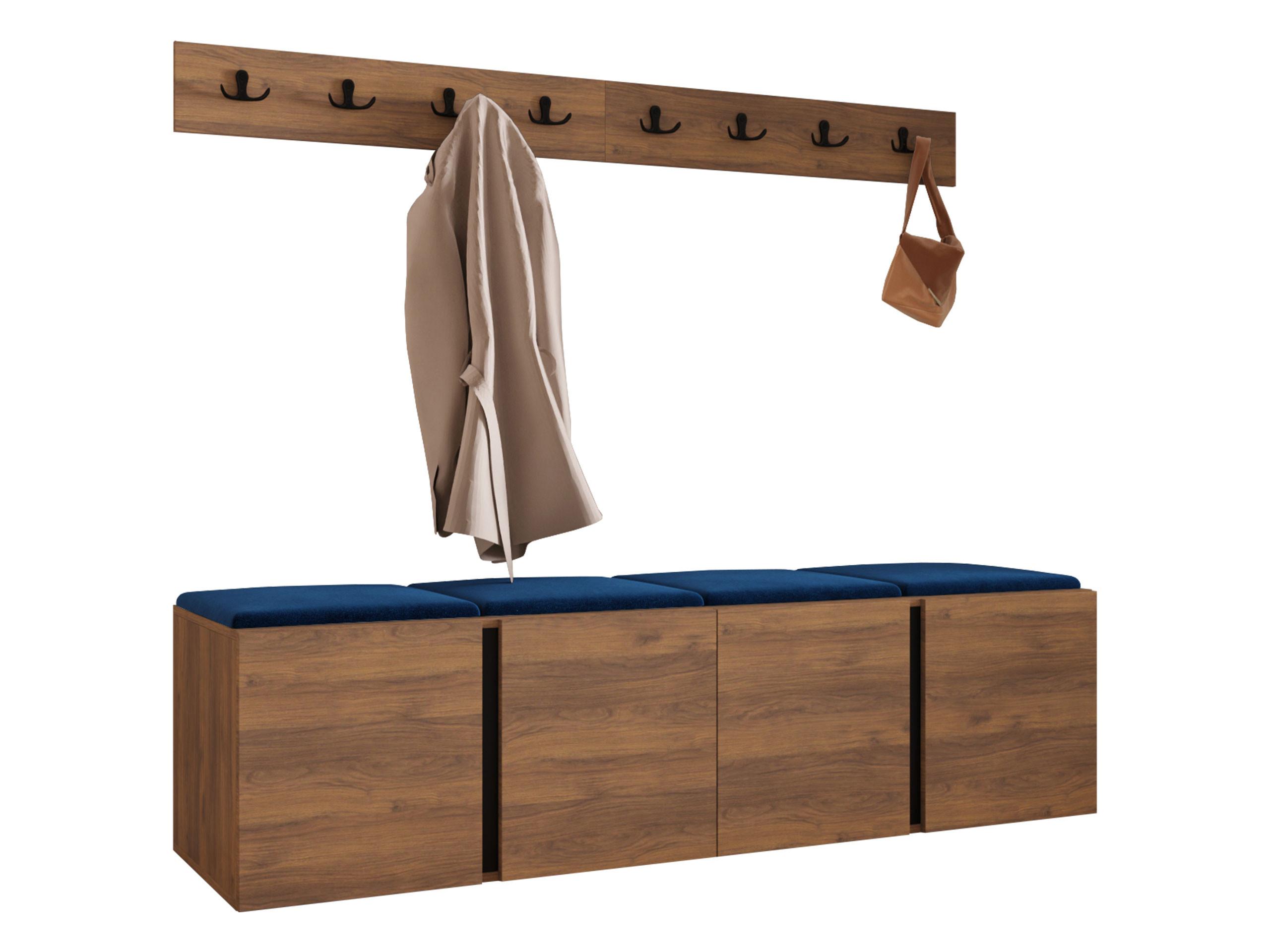 GARDEROBEN-SET Orion VII - Blau/Nussbaumfarben, Holzwerkstoff/Kunststoff (168/42/46cm) - MIRJAN24