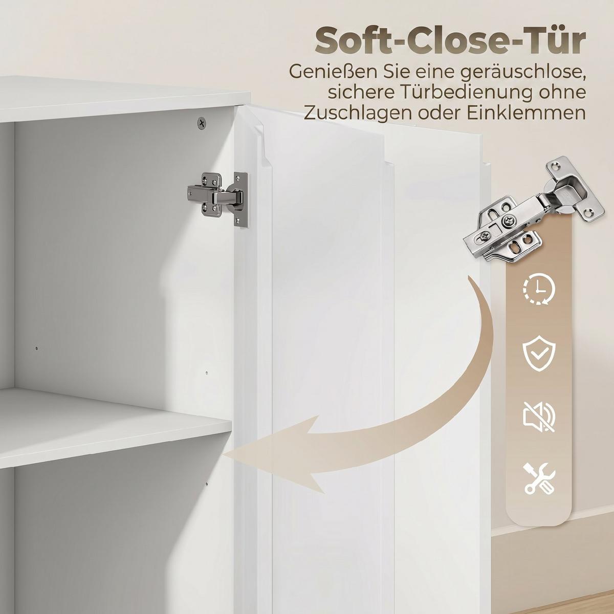 SIDEBOARD MDF Hochglanz-Weiß - Weiß Hochglanz, Holzwerkstoff (40/80/100cm) - HOMCOM