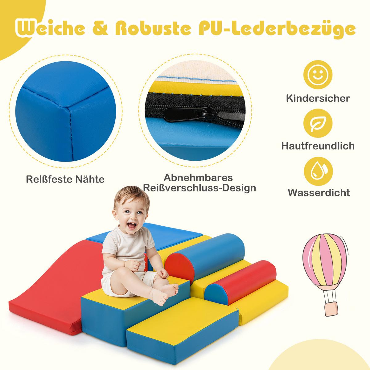 SCHAUMSTOFFBLOCK Farbig (7-teilig) - Multicolor, Leder (50/25/45cm) - COSTWAY