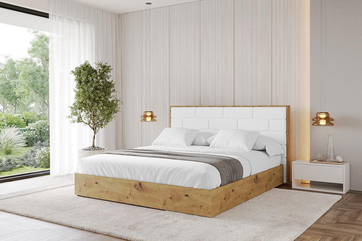 POLSTERBETT mit Bettkasten und Lattenrost, Bett mit Matratze H3/H4 - ENZO8 120x200 Weiß Kunstleder - Weiß Hochglanz, Holzwerkstoff/Textil (120/200cm) - ALTDECOR