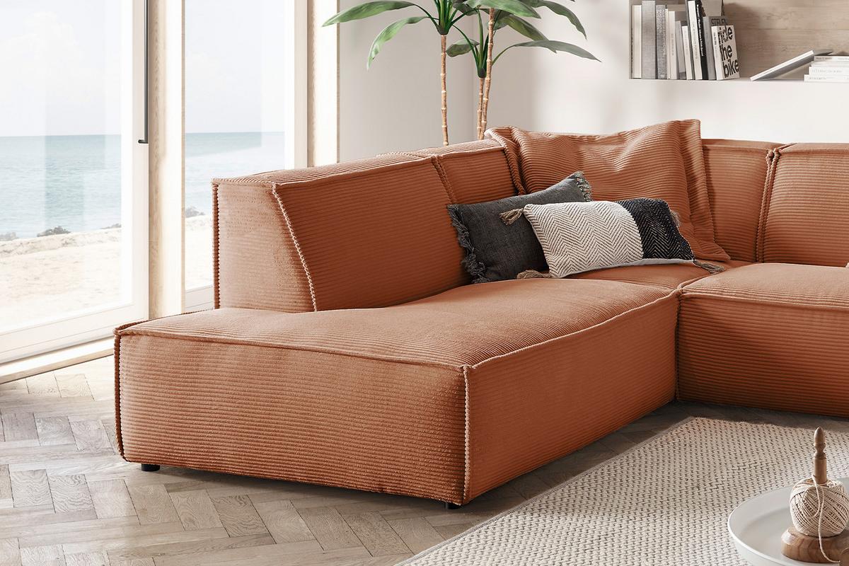 ECKSOFA SAMU Braun Cord - Schwarz/Braun, Textil (254/224cm) - KAWOLA
