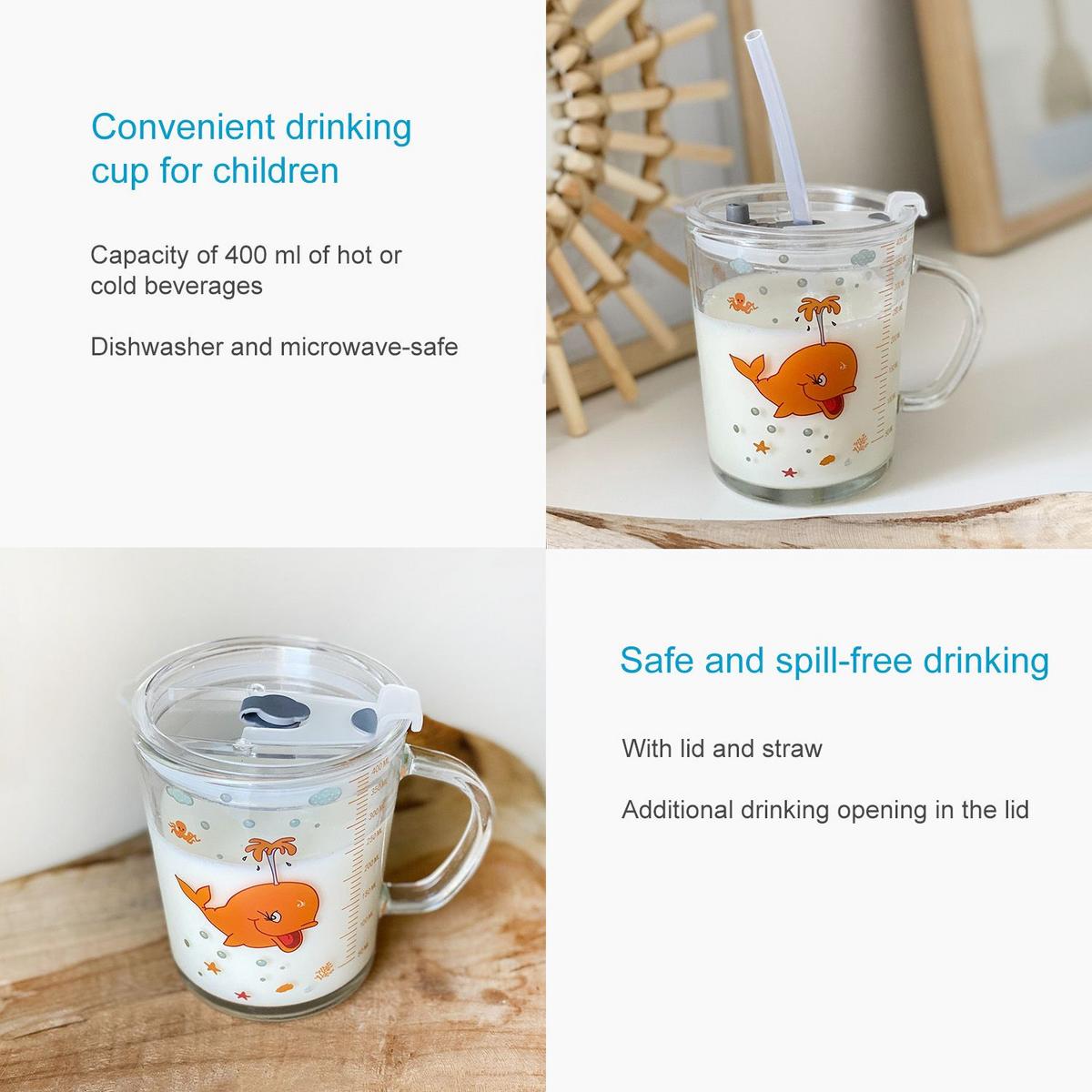 KINDER TRINKBECHER 400 ml - Orange, Glas (8.8/11.5/12.5cm) - Intirilife