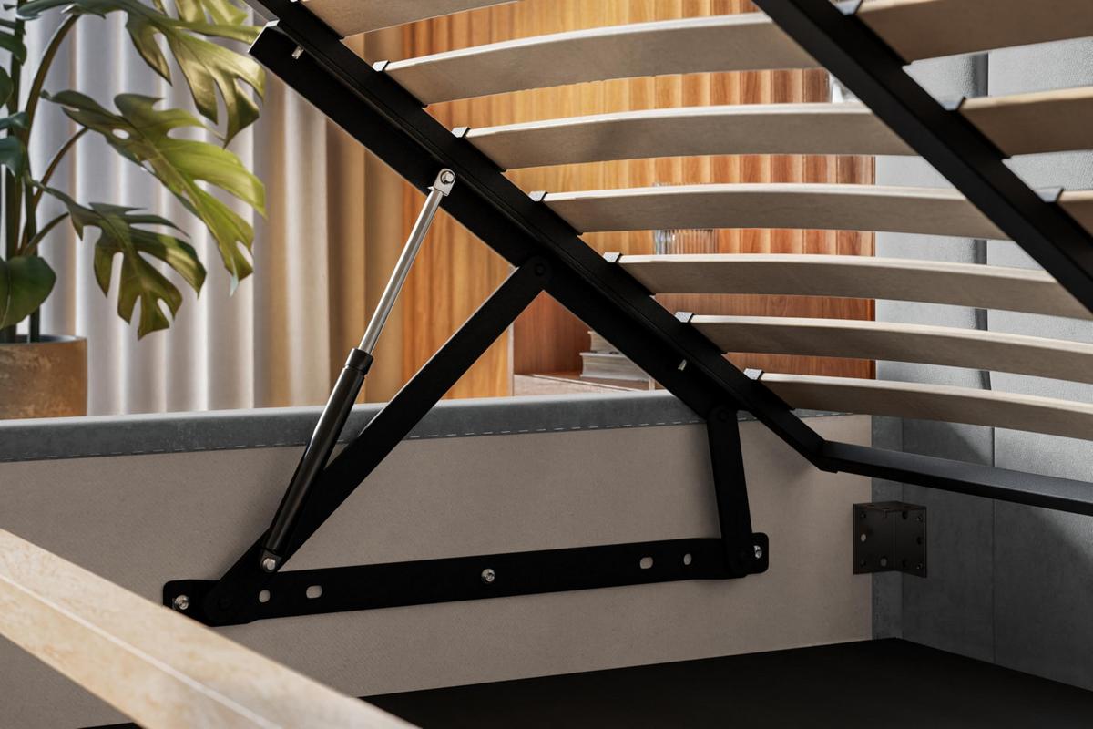 BETT 90x200 - Polsterbett mit Bettkasten und Metallrahmen - Modern Betten - Weicher Jasminstoff - Kollektion Toledo - Schwarz - Schwarz, Holz/Textil (90/200cm) - Alpi-Möbel