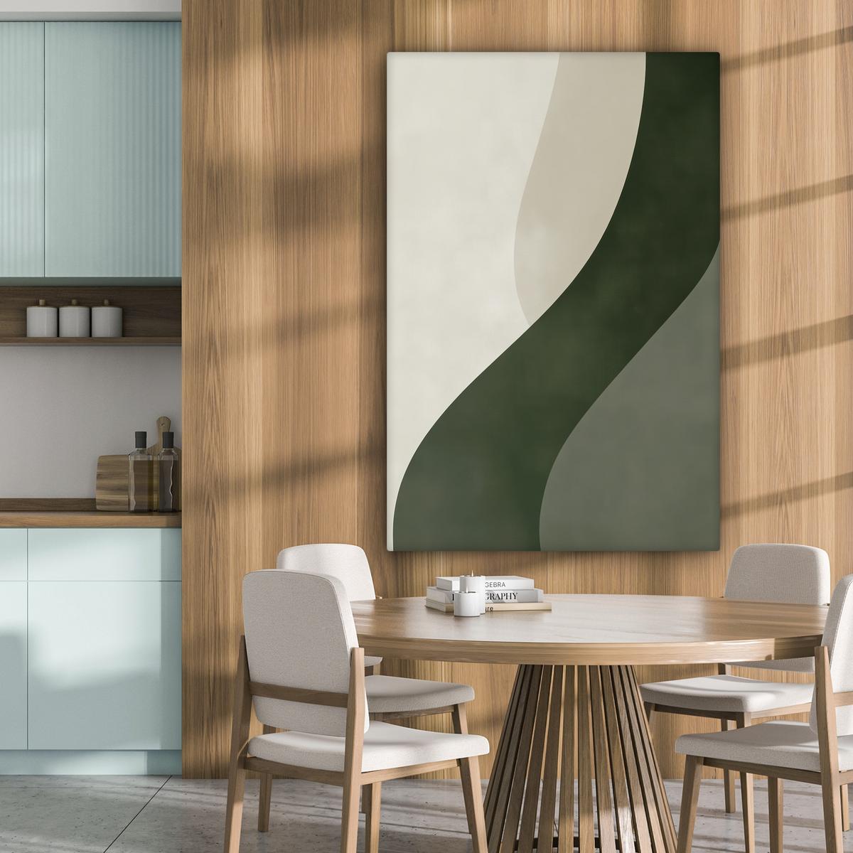 LEINWANDBILD Japandi - Grün - Abstrakt - Modern Deko XXL 80x120 cm - Salbeigrün, Textil (80/120cm) - MuchoWow