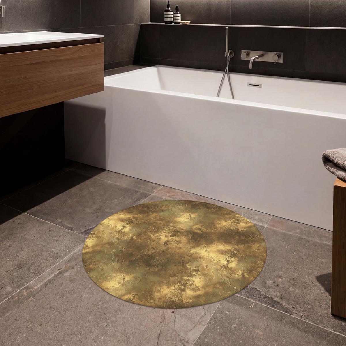 BADEMATTE Antik - Metallic-Look - Gold Badvorleger 70x70 cm - Goldfarben, Textil (70/70cm) - OnlyWow