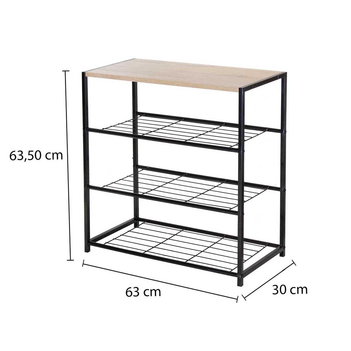 SCHUHREGAL 4 Ebenen aus Stahl - L63 cm - Eschefarben, Metall (30/63/63cm) - Calicosy