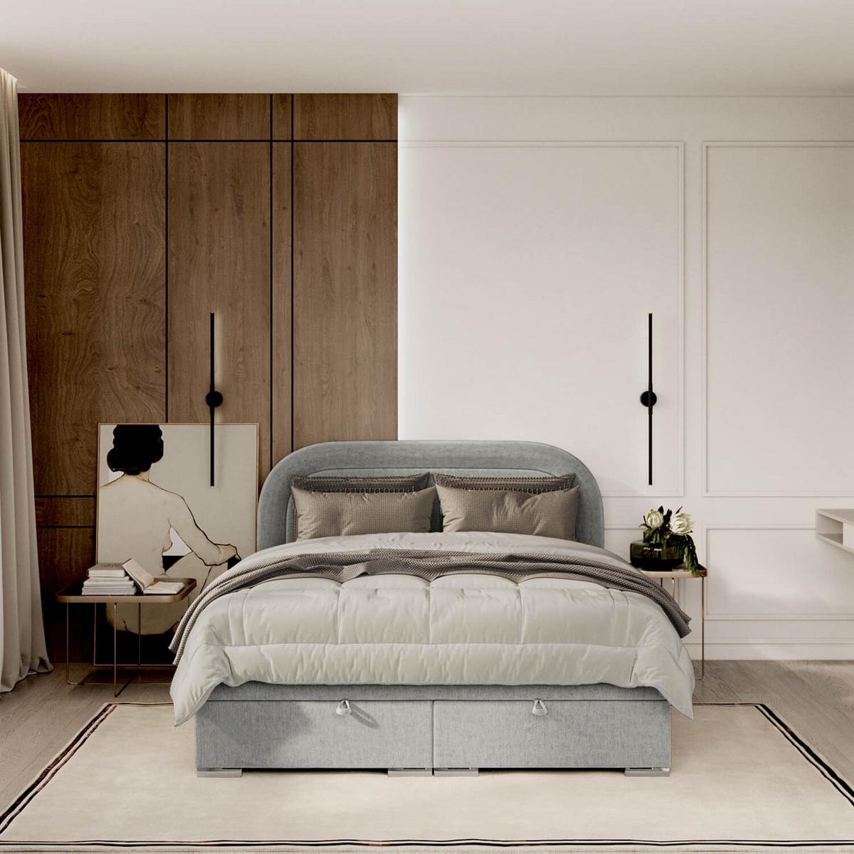 POLSTERBETT Harmony mit Stauraum 120/200 cm Hellgrau im Lotta Stoff - Chromfarben/Hellgrau, Holz/Holzwerkstoff (120/200cm) - AltaBeds