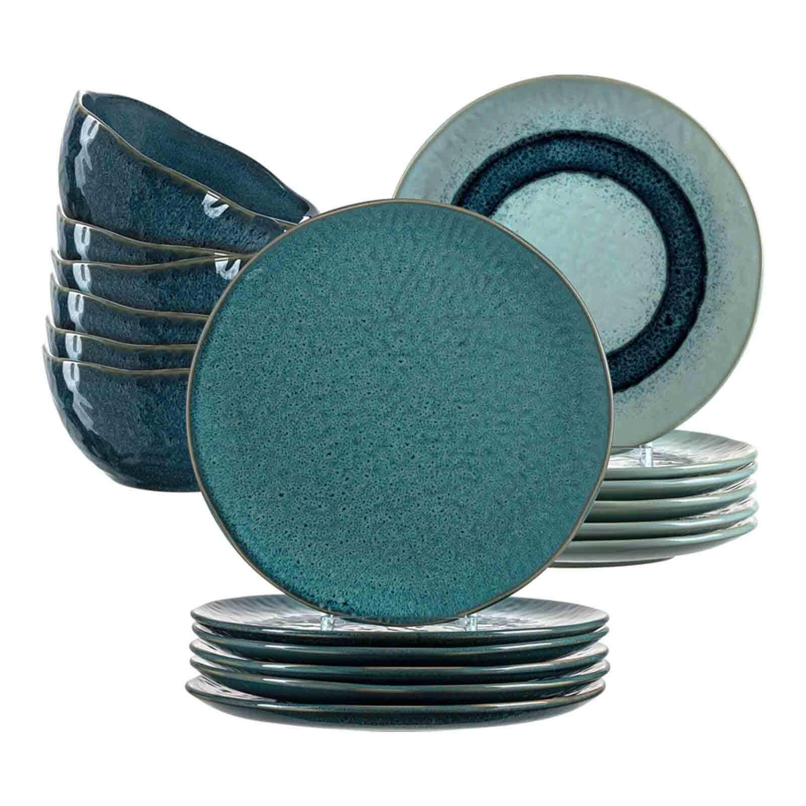 TAFELSERVICE Matera Blau 18-tlg. - Blau, Keramik (2/2/2cm) - Leonardo Living
