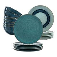TAFELSERVICE Matera Blau 18-tlg. - Blau, Keramik (2/2/2cm) - Leonardo Living