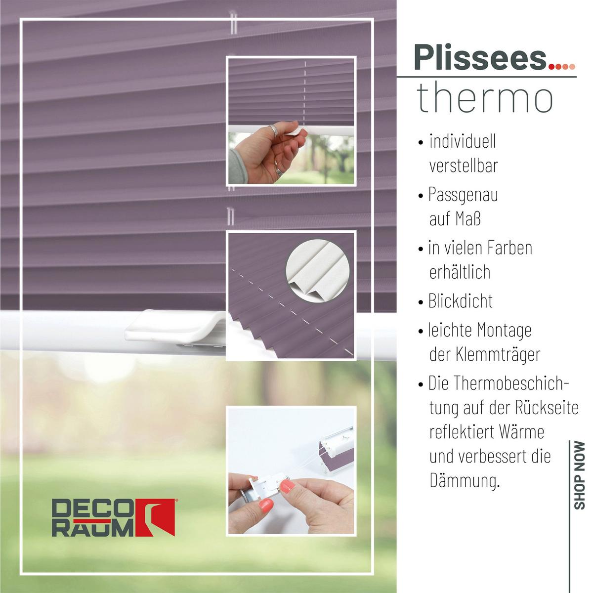 PLISSEE Thermo Basic 75 x 210cm Klemmfix ohne Bohren - Flieder, Textil (75/210/210cm) - Deco-Raum
