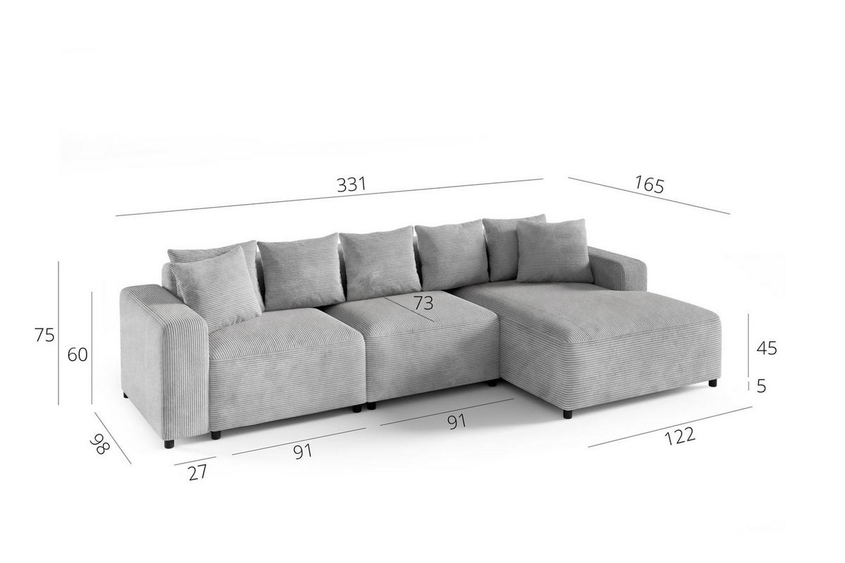 ECKSOFA Megan In Salvador - Dunkelblau, Holzwerkstoff/Textil (331/165cm) - Fun Möbel