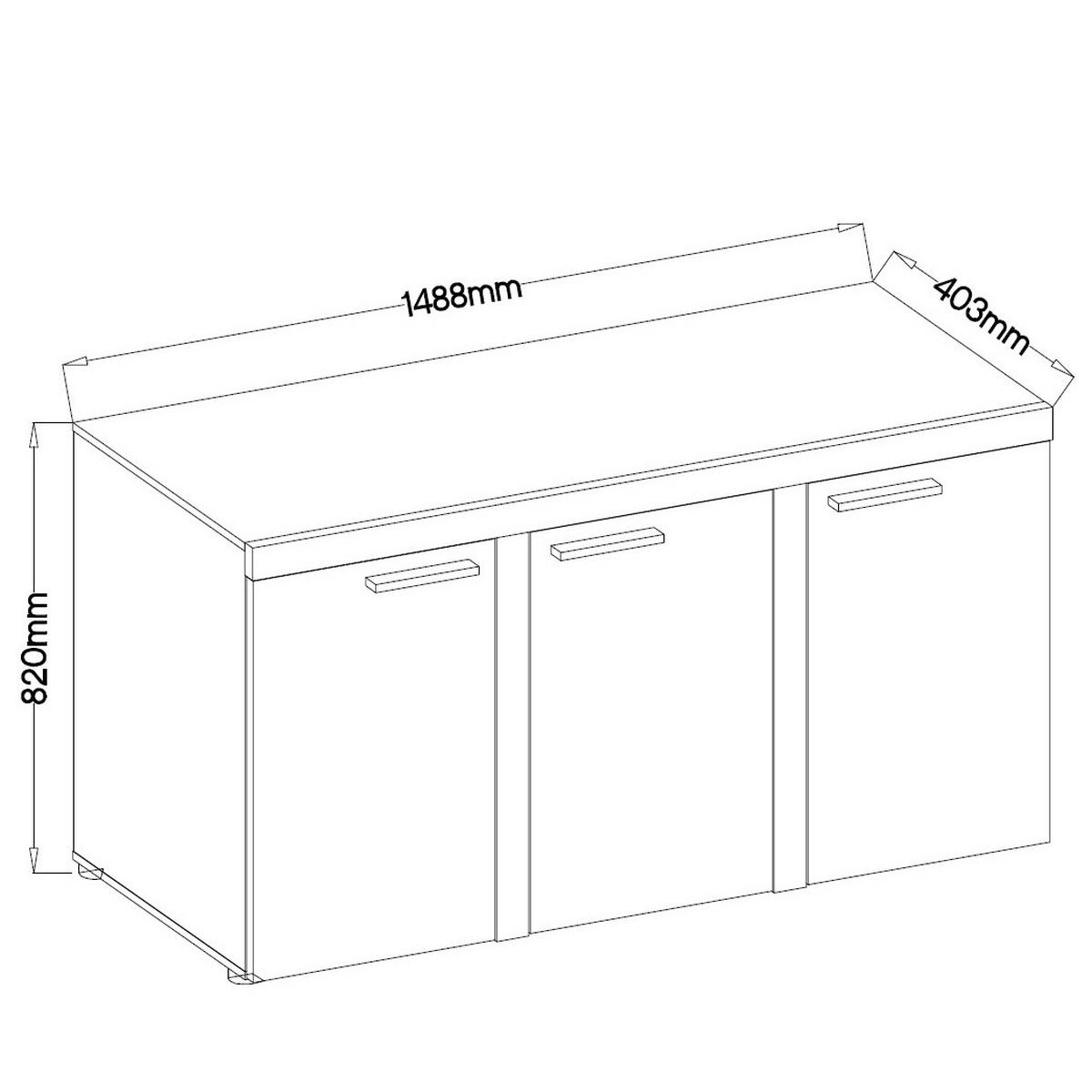 SIDEBOARD RITMO 149x40x82 cm mit 3 Türen Sonoma Eiche - Sonoma Eiche, Holzwerkstoff (149/82/40cm) - MASSENO