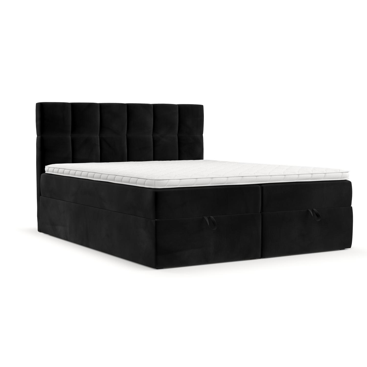 BOXBETT Savio 160/200 cm Schwarz im Kronos Stoff - Schwarz, Holz/Holzwerkstoff (160/200cm) - AltaBeds