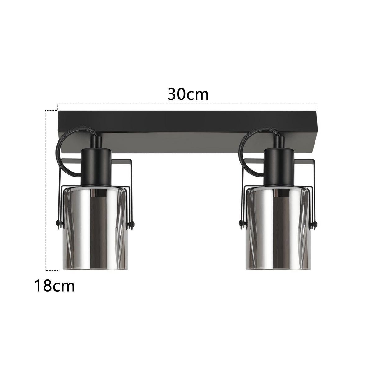 DECKENSTRAHLER Minden 2-flammig 30/9.5/18 cm - Schwarz, Metall (30/9.5/18cm) - Nettlife