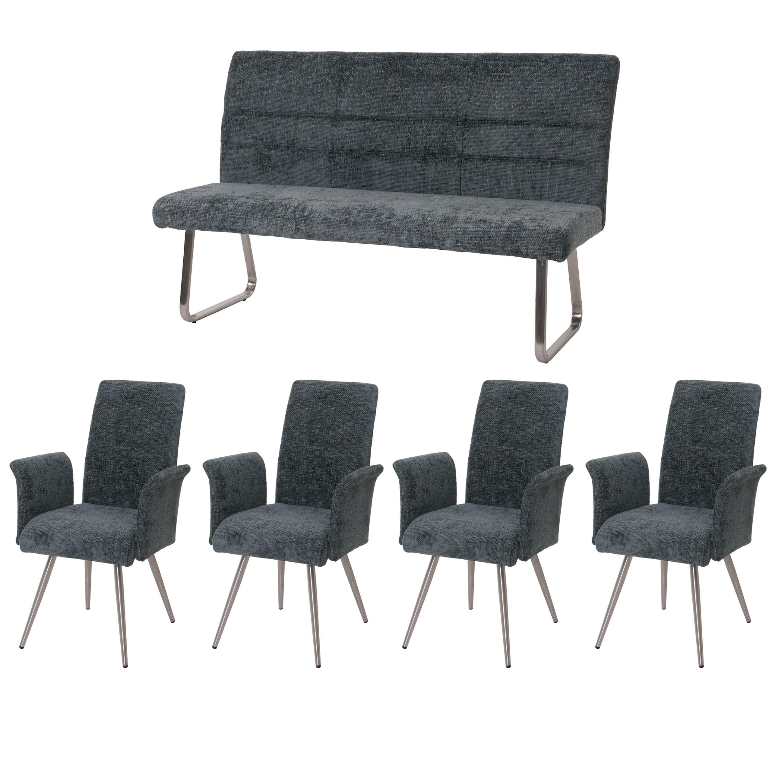 ESSZIMMER-SET Blau 5er-Set - Blau, Textil (160/100/65cm) - MCW