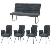 ESSZIMMER-SET Blau 5er-Set - Blau, Textil (160/100/65cm) - MCW