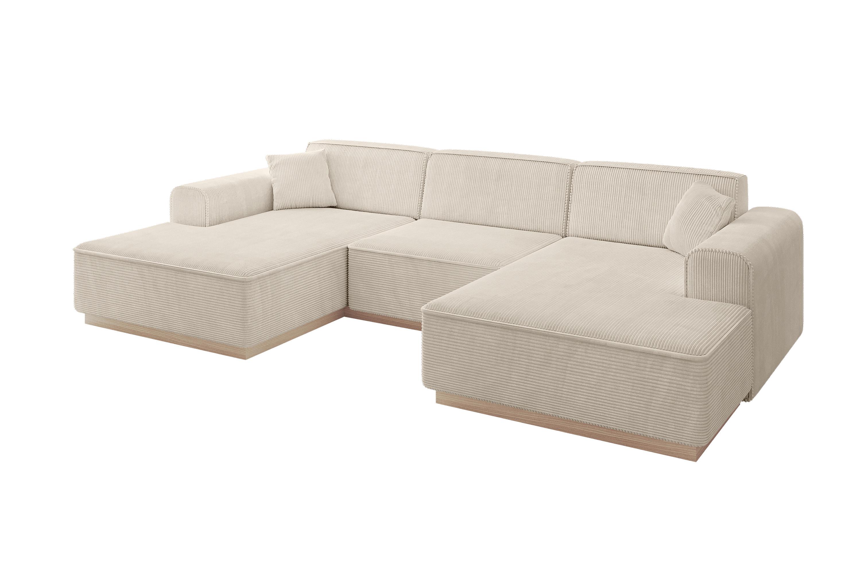 WOHNLANDSCHAFT IREA-U1 - 301x165x80 cm Beige - Beige, Holzwerkstoff/Textil (301/80/165cm) - ALTDECOR