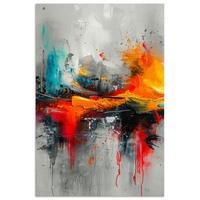 POSTER Moderne Kunst - Orange - Grau - Abstrakt Room Decor 20x30 cm - Hellgrau, Papier (20/30/0.1cm) - MuchoWow