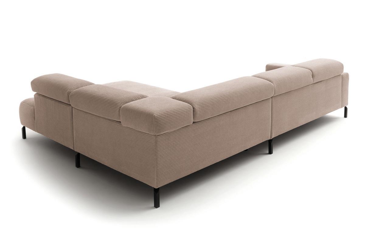 ECKSOFA MIT MOTORISCHEM SITZVORZUG DELIA Taupe Cord Relaxfunktion - Taupe/Schwarz, Textil/Metall (312/219cm) - KAWOLA