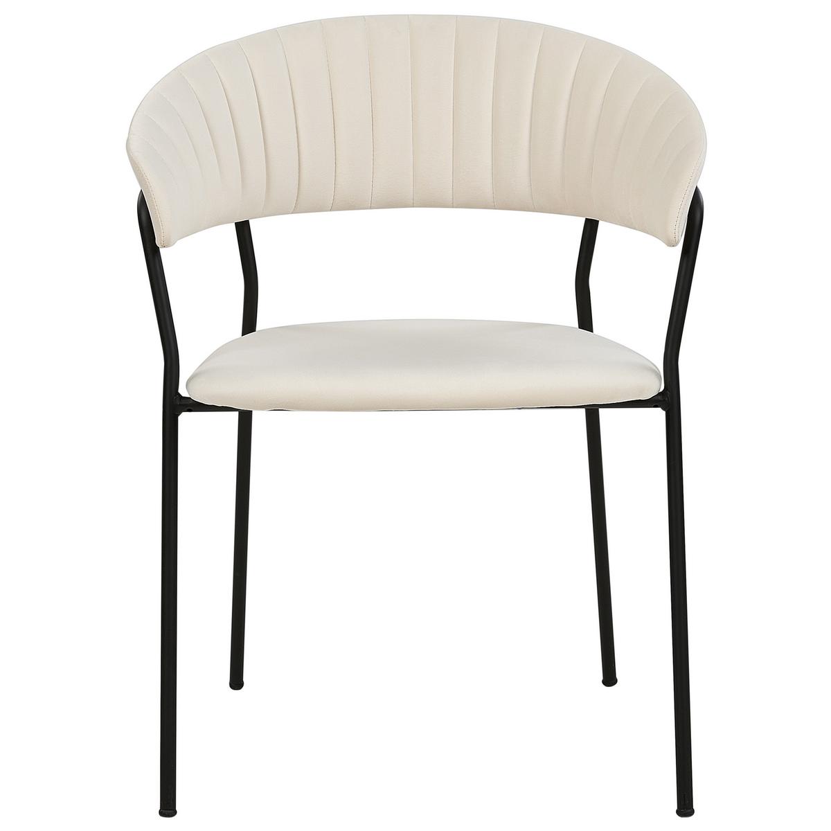 ESSZIMMERSTUHL 2er-Set Samtstoff Weiß Mariposa - Weiß, Textil/Metall (55/78/55cm) - Beliani