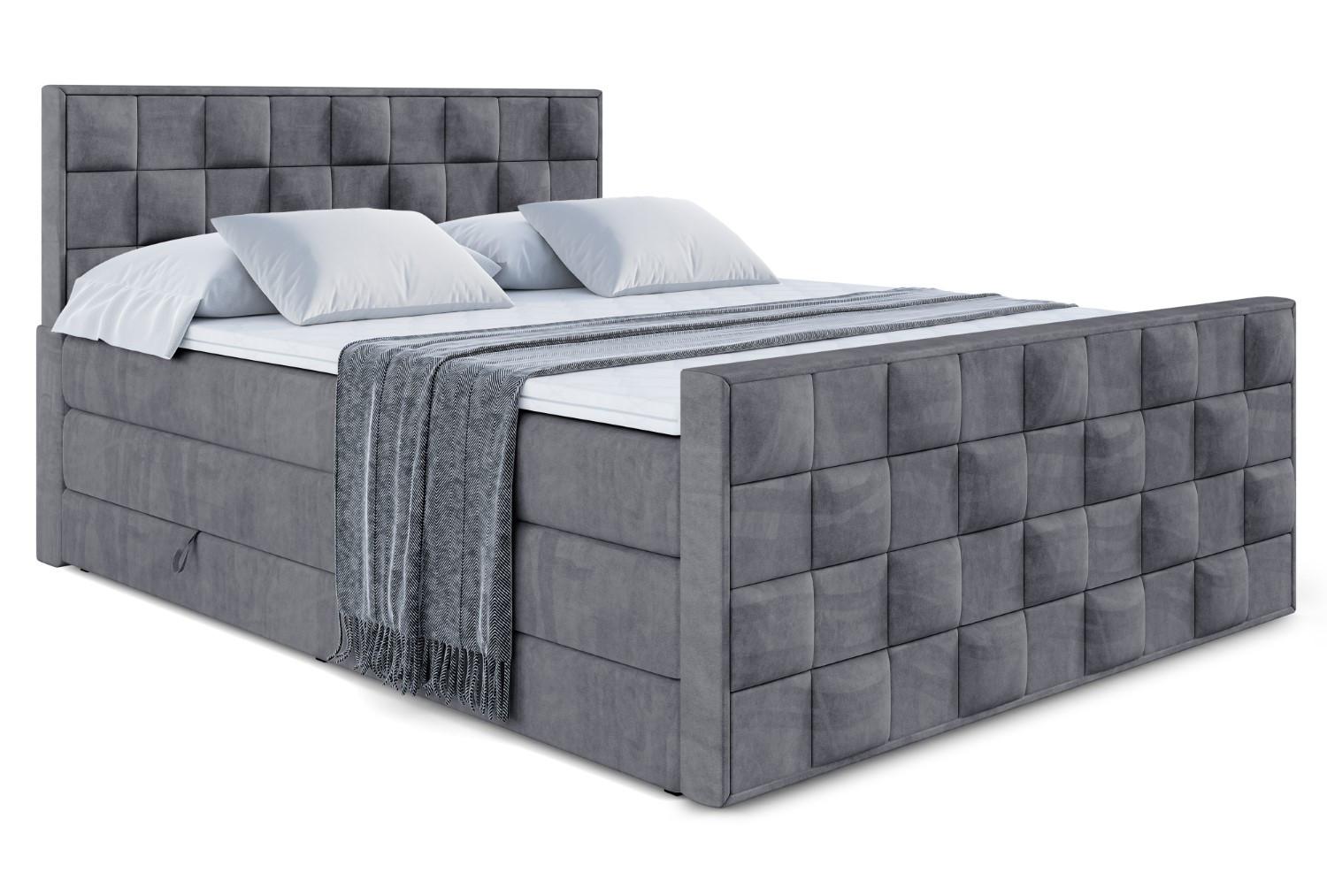 BOXSPRINGBETT ZAFIRA KING - 160 x 200 - H3/H4 - Dunkelgrau - Dunkelgrau, Holzwerkstoff (160/200cm) - ALTDECOR