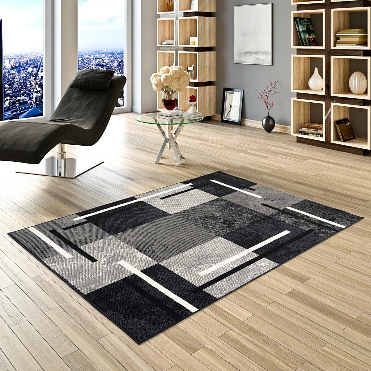 TEPPICH MODERN TRENDLINE KARO - Schwarz, Textil (185/270cm) - Pergamon