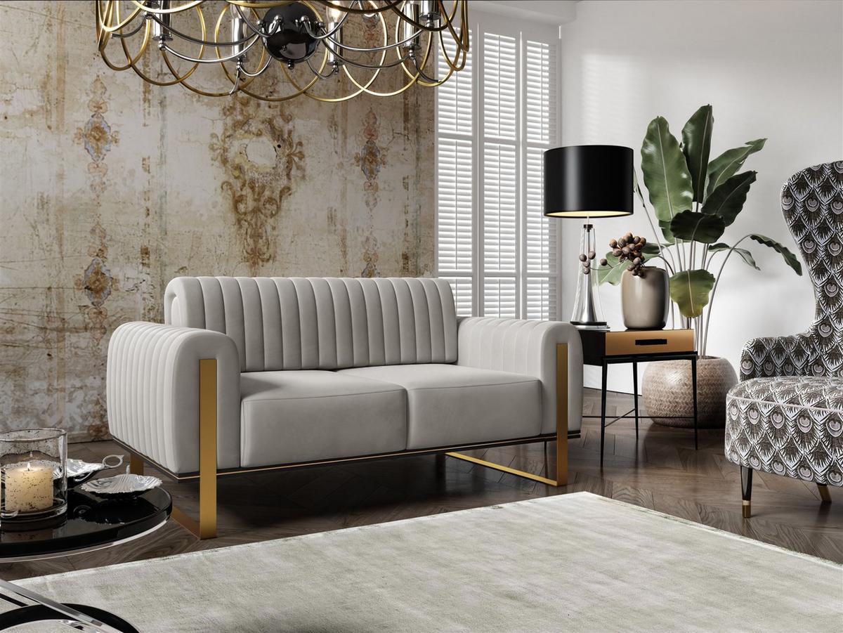 SOFASET Valerie 3-2 - Hellgrau, Holzwerkstoff/Textil (228/79/90cm) - Fun Möbel