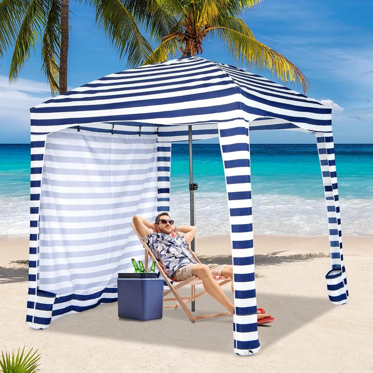 STRANDZELT Blau - Multicolor, Textil (183/240/183cm) - COSTWAY