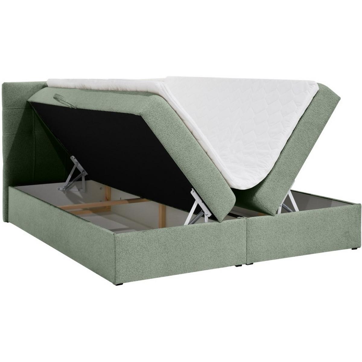 POLSTERBETT Topiq I 144/203/103 grün, Bouclé-Stoff - Grün, Holzwerkstoff (140/200cm) - Beautysofa