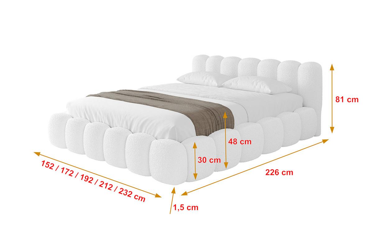 POLSTERBETT mit Bettkasten und Lattenrost, Bett mit Matratze H3/H4 - SENA-v1 180x200 Weiß - Weiß, Holzwerkstoff/Textil (180/200cm) - ALTDECOR