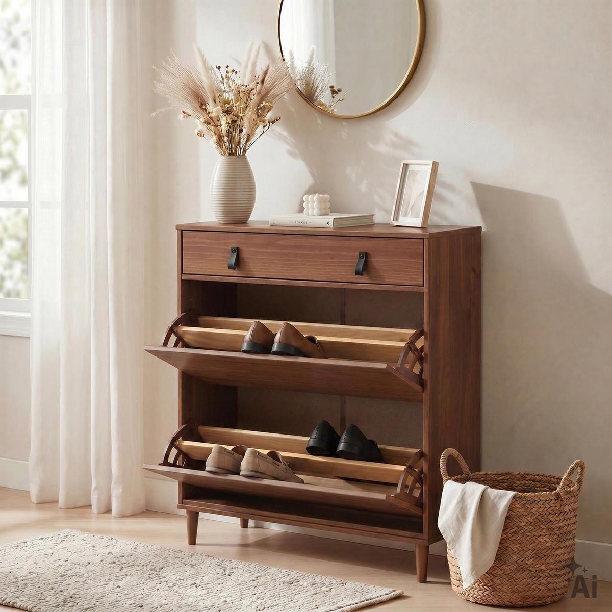 SCHUHKIPPER MIKKA Kastanie - Kastanienfarben, Holz (86/105/30cm) - IDIMEX