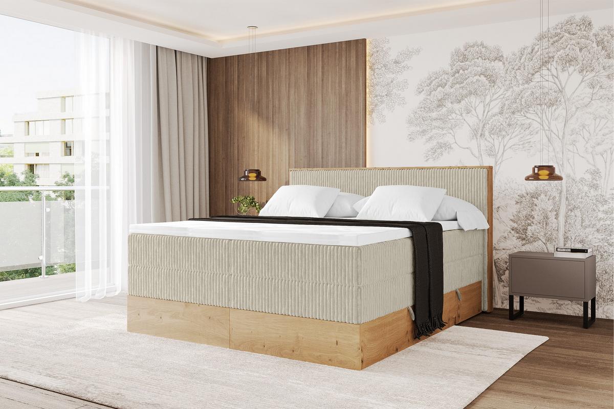 BOXSPRINGBETT LOLLI9 -KING 120x200 - H3/H4 Creme - Beige, Holzwerkstoff (120/200cm) - ALTDECOR