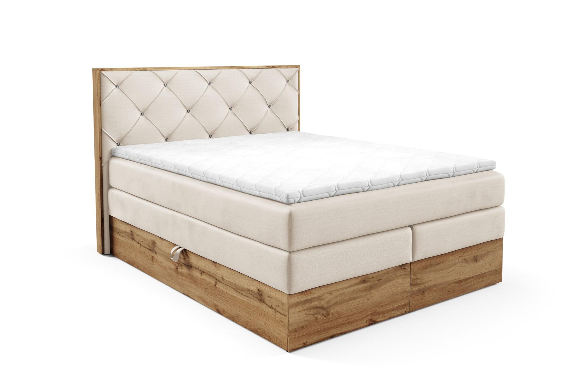 BOXSPRINGBETT Navel - Creme, Holzwerkstoff/Textil (140/200cm) - Fun Möbel