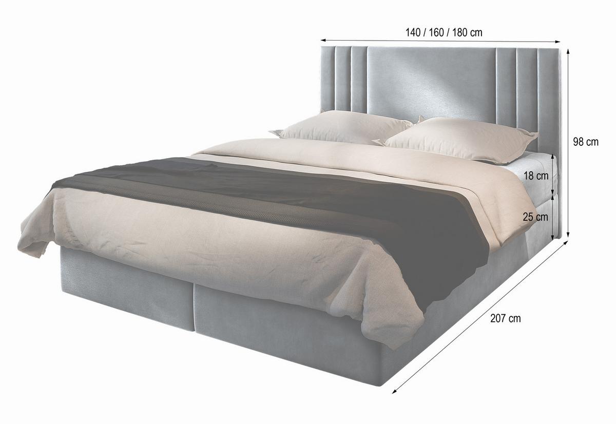 BOXBETT BRES 140x200 cm mit Matratze und Topper - Grau - Grau, Holz (140/200cm) - MASSENO