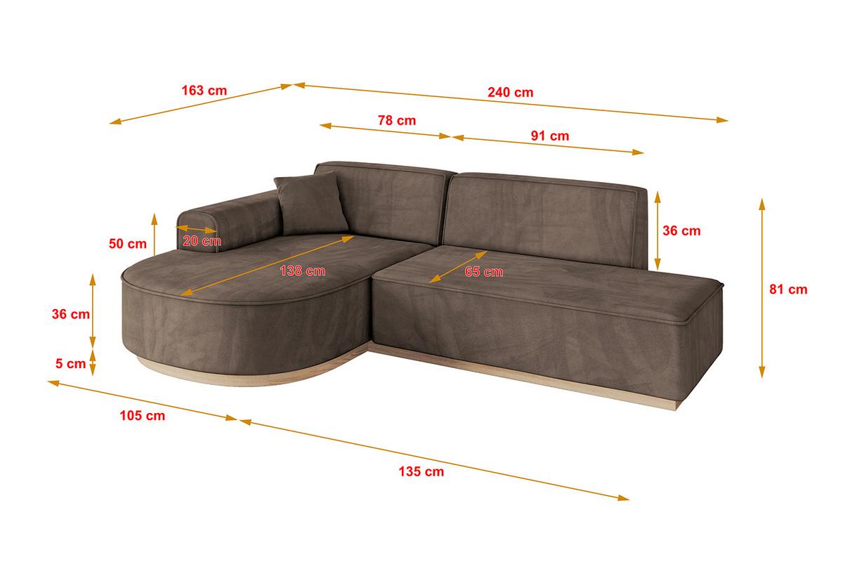 ECKSOFA Ottomane Links ARRIO-L1 - 243x171x83 cm Braun - Braun, Holzwerkstoff/Textil (243/171cm) - ALTDECOR