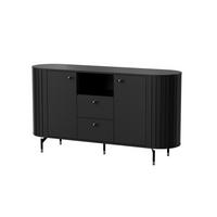 KOMMODE THIRA 150,1/81/40cm mit 2 Schubladen 2 Türen Schwarz - Schwarz, Holzwerkstoff (150.1/81/40cm) - MASSENO