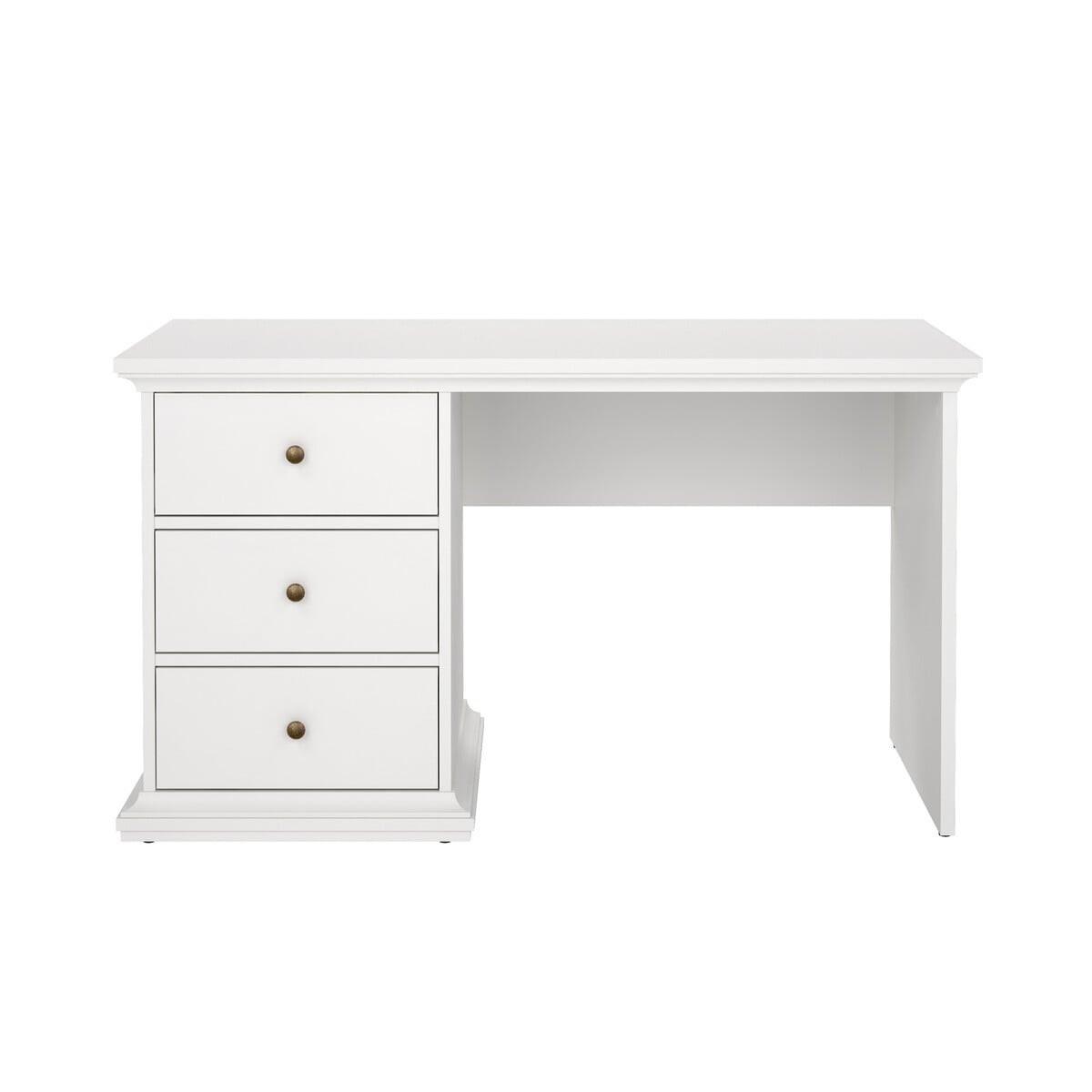 SCHREIBTISCH mit 3 Schubladen weiß sofia 130/61,6/73,9 cm - Weiß, Holzwerkstoff (62.8/61.6/73.9cm) - Calicosy
