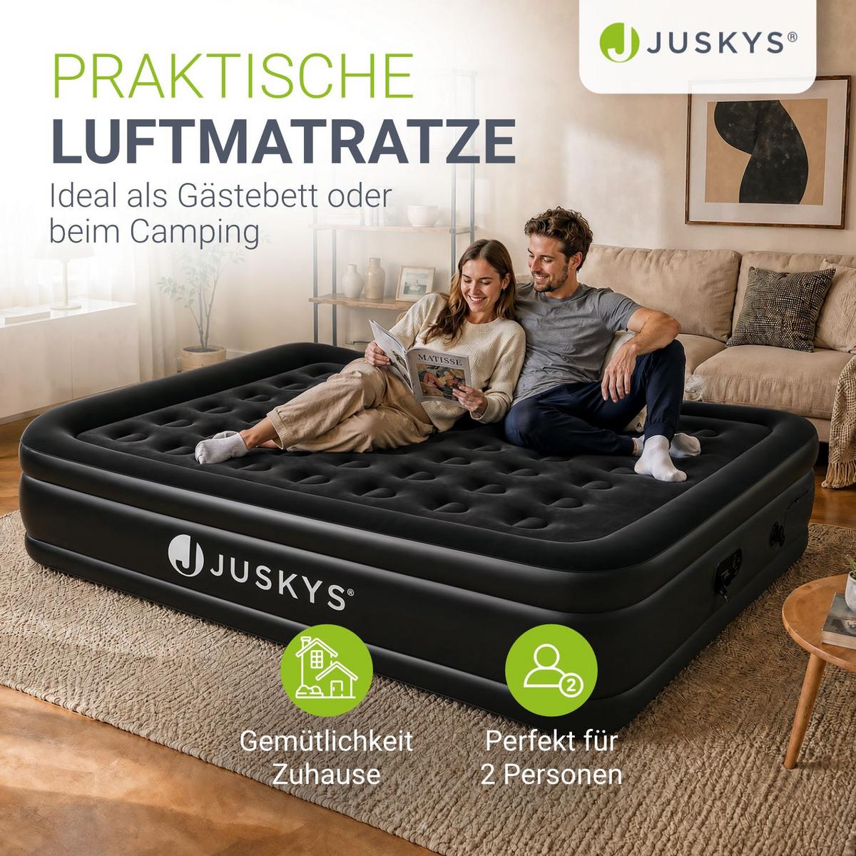 LUFTBETT Sapri L schwarz inkl. Tragetasche - Schwarz, Kunststoff (154/197cm) - Juskys