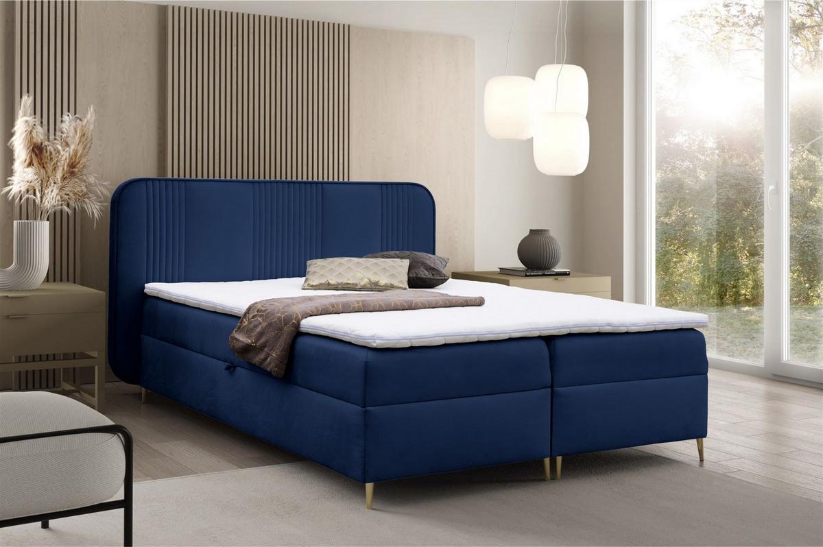 BOXBETT Avery - Blau, Holzwerkstoff/Textil (120/200cm) - Fun Möbel