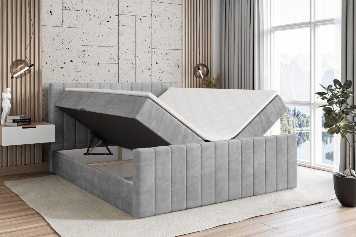 BOXBETT EDITA-Z - 180x200 cm - H4 - Hellgrau - Hellgrau, Holzwerkstoff (180/200cm) - ALTDECOR