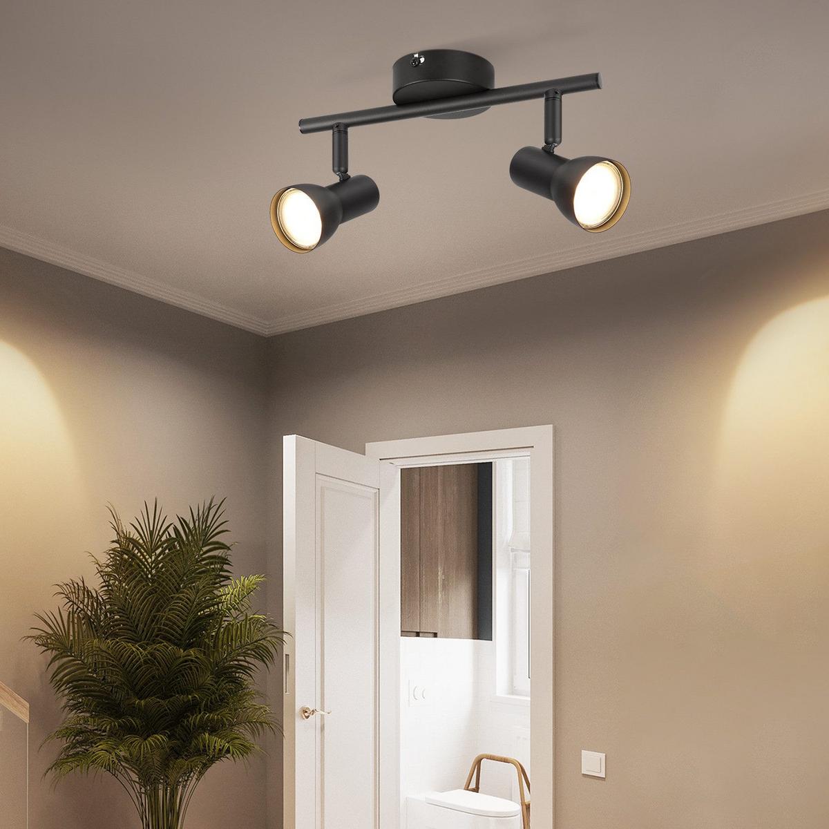 DECKENSTRAHLER Lavigne 2-flammig 25.5/8/15.5cm - Schwarz, Metall (25.5/8/15.5cm) - Nettlife
