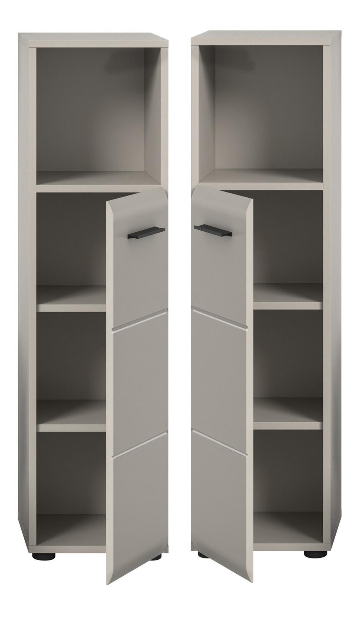 BADKOMMODE Kaschmir 30 x 110 cm, Badezimmer Kommode mit wechselbarem Türanschlag - Kaschmir/Schwarz, Holzwerkstoff/Kunststoff (30/110/30cm) - Inn.Furn