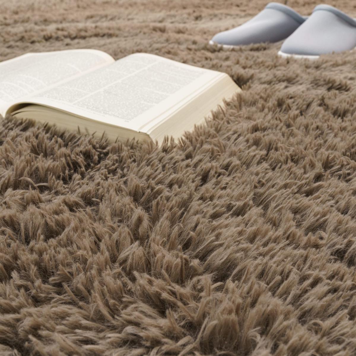 HOCHFLORTEPPICH, einfarbig, aus Polyester, Taupe, Ø 120 cm - Braun, Textil (120/120cm) - KADIMA DESIGN