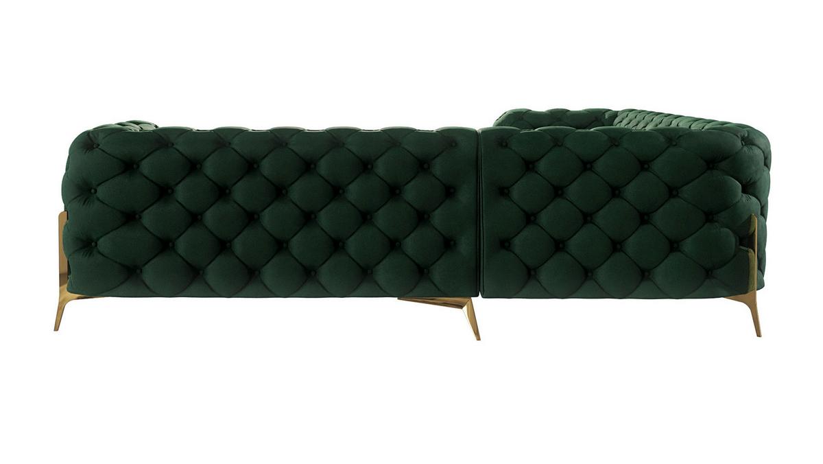 ECKSOFA Chesterfield Lexi Flasche Grün Samt - Smaragdgrün/Goldfarben, Holz/Textil (264/264cm) - S-Style Möbel