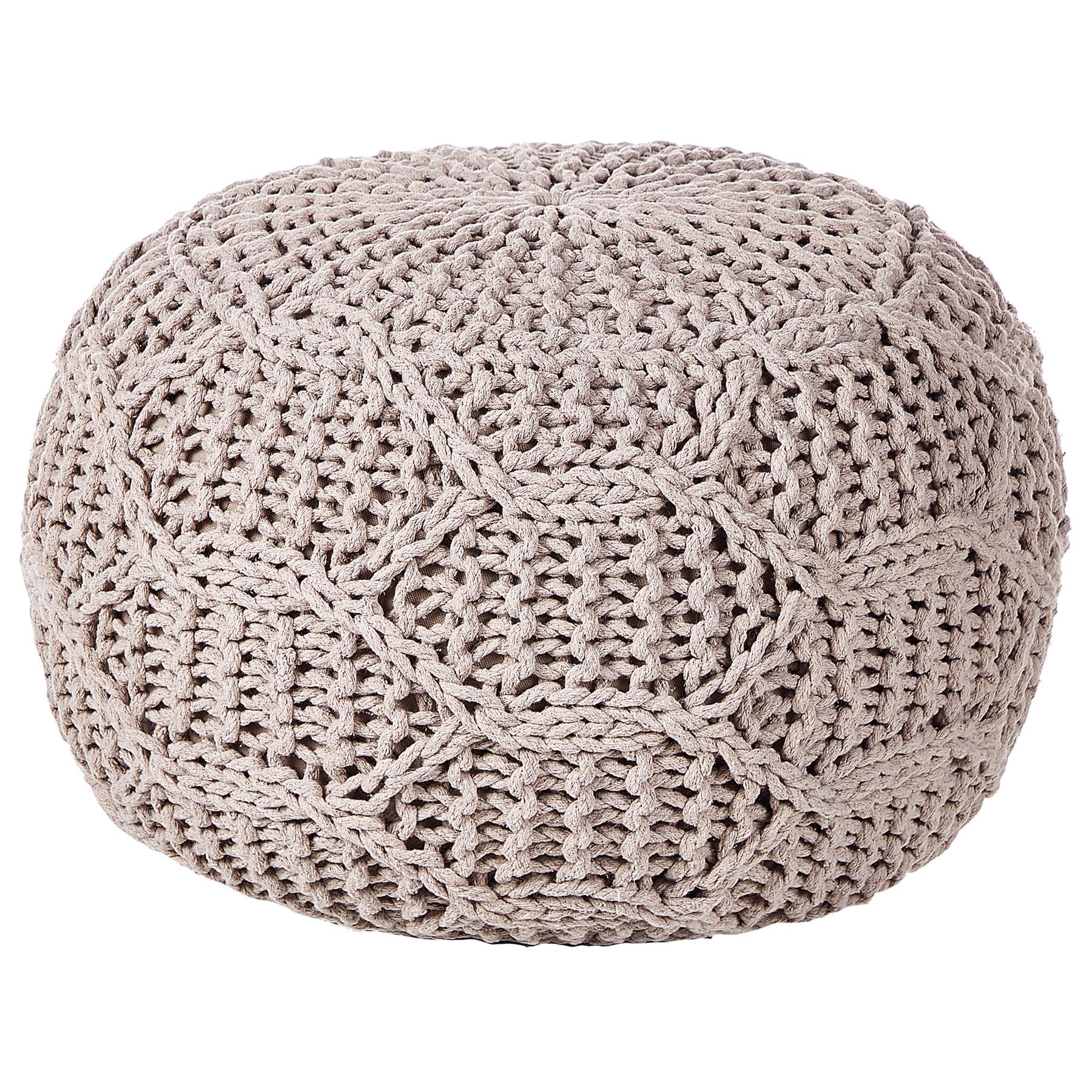 POUF Makramee Baumwolle Taupe Triman - Taupe, Textil (50/35/50cm) - Beliani